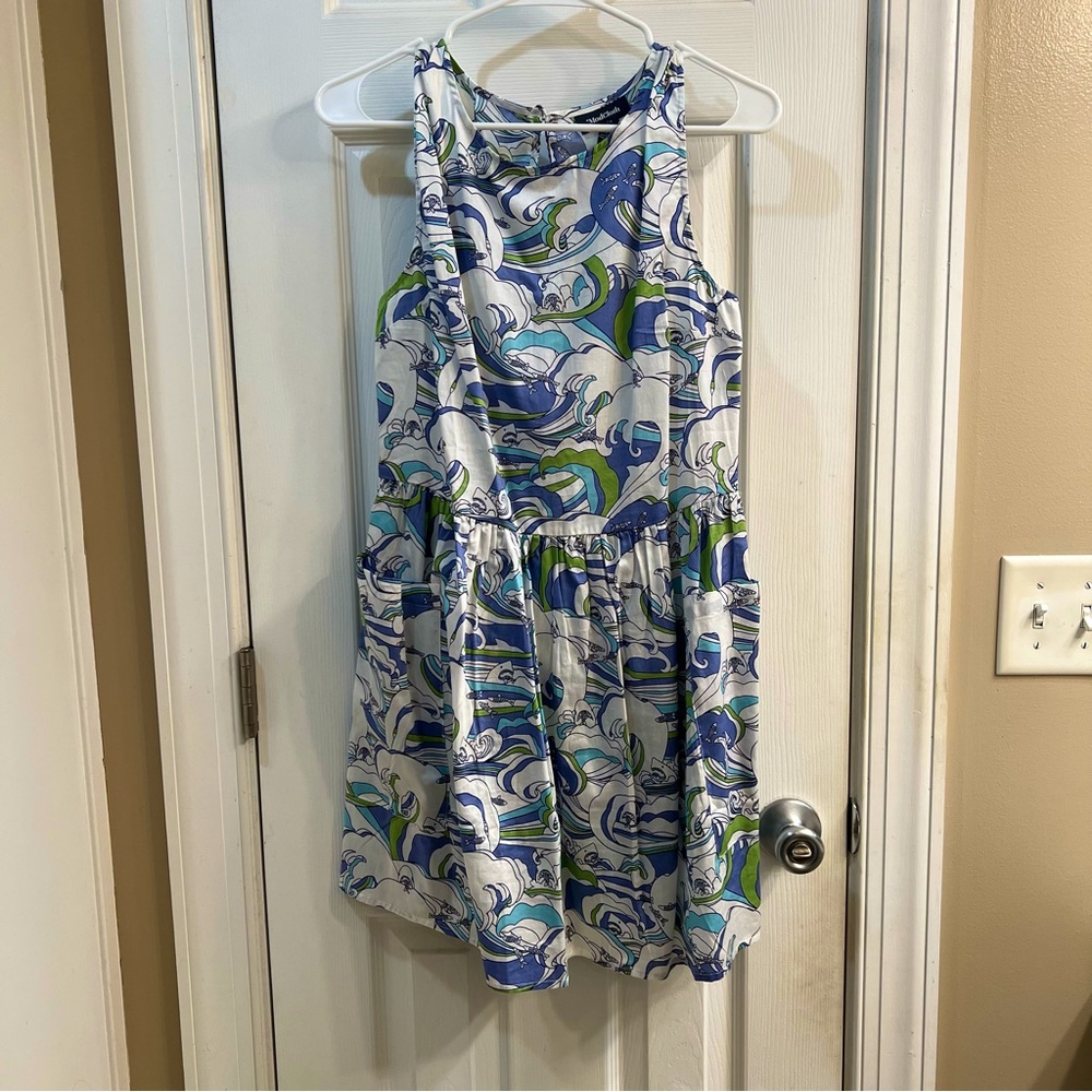 ModCloth Smock Dress Gathering Wildflowers Sharks & Waves